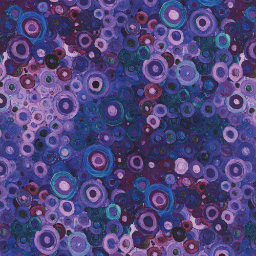 Timeless Treasures Fabrics Calico Cat Painted Circle Geo Lavender