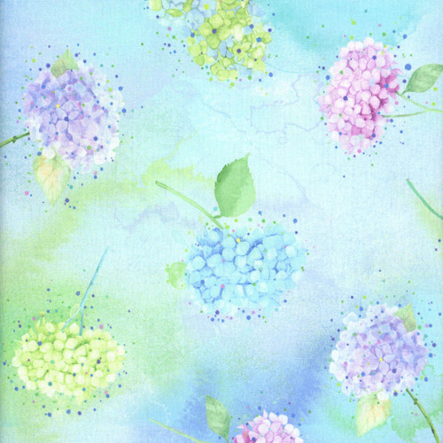 Timeless Treasures Fabrics Hydrangea Dream Tossed Hydrangeas Sky