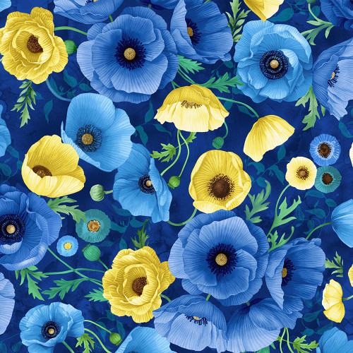 Timeless Treasures Fabrics Poppy Serenade Poppy Focal Navy