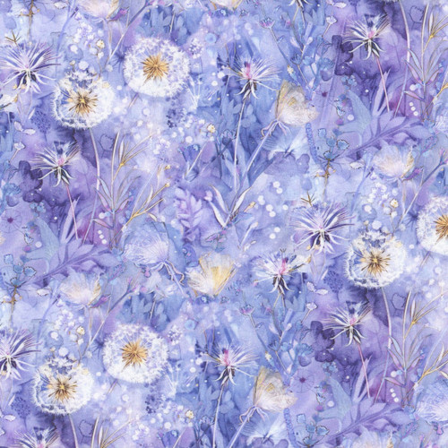 Timeless Treasures Fabrics Mystic Meadow Mystic Dandelions Floral Lilac