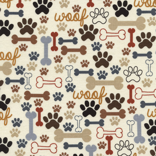 Timeless Treasures Fabrics Dogs Rule Bones & Paws Cream