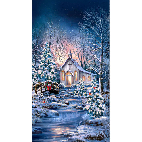 Timeless Treasures Fabrics Peace & Harmony Holiday Chapel Panel 24 Inch
