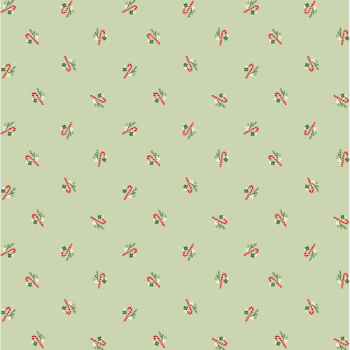 Timeless Treasures Fabrics Cowboy Christmas Candy Canes Flourish Sage