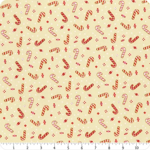 Timeless Treasures Fabrics Ginger Cat Christmas Peppermint Candy Mix Khaki
