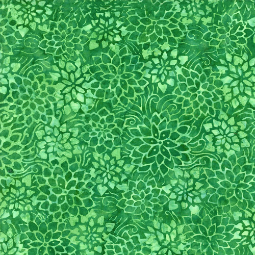 Timeless Treasures Fabrics Tonga Batiks Fandango Packed Floral Green