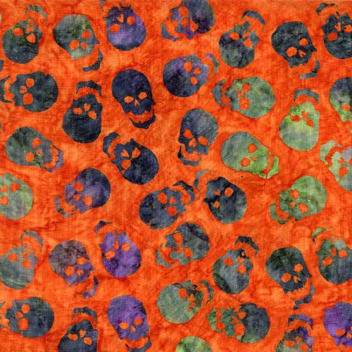 Timeless Treasures Fabrics Tonga Batiks Raven Accents Scary Skulls Fire