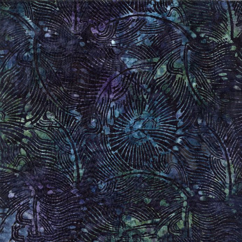 Timeless Treasures Fabrics Tonga Batiks Raven Leaves Spiral Haunted
