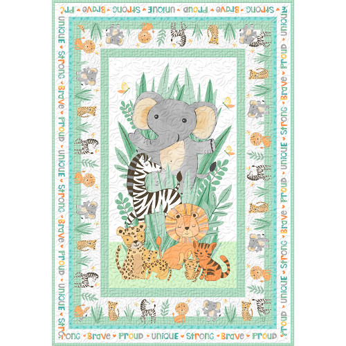 Wilmington Prints Fabrics Safari Snuggles Jenny Faw Panel Crib Quilt Kit