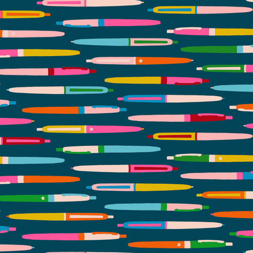 Moda Fabrics Trinketry Ruby Star Society Melody Miller Vintage Retro Pens Galaxy Blue