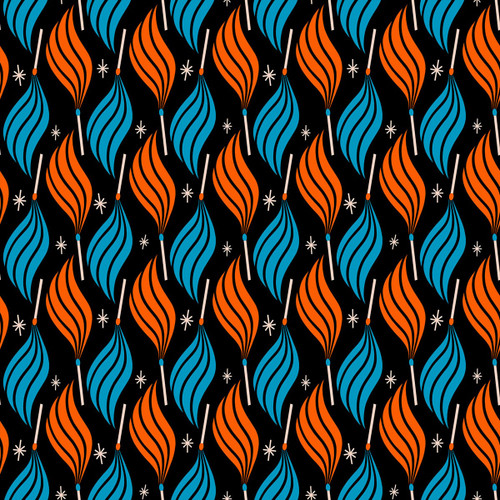 Moda Fabrics Trinketry Ruby Star Society Melody Miller Get Lit Retro Flames Black Black
