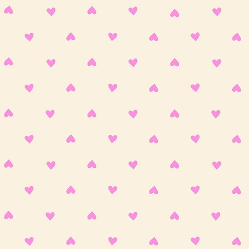 Moda Fabrics Trinketry Ruby Star Society Melody Miller Hearts Neon Rose Cream, fabric with a pattern of pink hearts on a cream background.