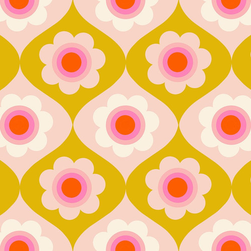 Moda Fabrics Trinketry Ruby Star Society Melody Miller Retro Floral Trinketry Goldenrod Yellow