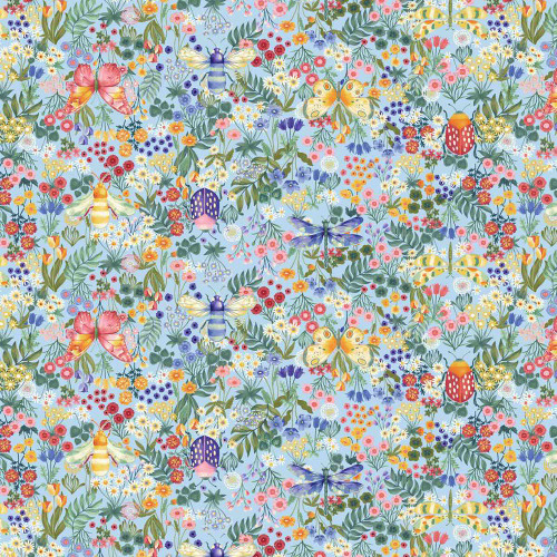 Studio E Fabrics Garden Park Jennifer Brinley Garden Helpers Light Blue