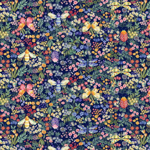 Studio E Fabrics Garden Park Jennifer Brinley Garden Helpers Navy