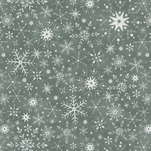 Studio E Fabrics Just a Dusting Michelle Austin Snow Crystals Hunter
