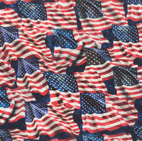 Quilting Treasures Fabrics Stars, Stripes, & Steel Dan Morris Navy Blue Waving American Flags