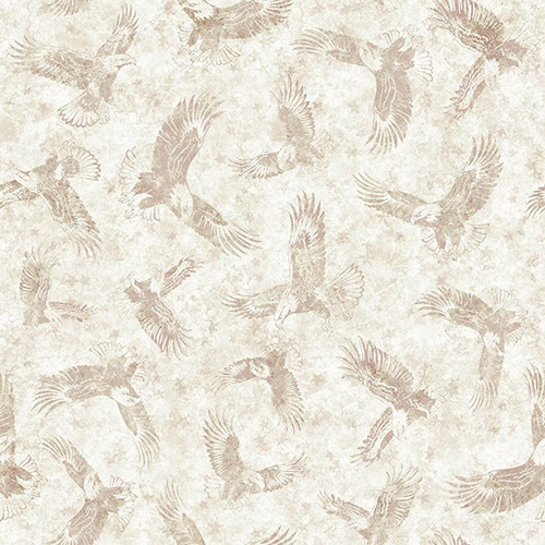 Quilting Treasures Fabrics Stars, Stripes, & Steel Dan Morris Cream Tonal American Eagle, fabric with a cream background featuring a tonal pattern of soaring American eagles.