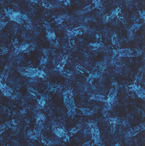 Quilting Treasures Fabrics Stars, Stripes, & Steel Dan Morris Blue Tonal American Eagle