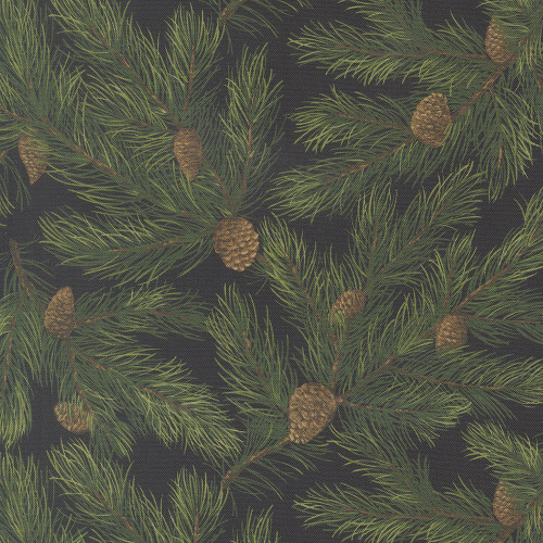 Moda Fabrics Wild Blue Yonder Moda Pine Needles Landscape Nature Black