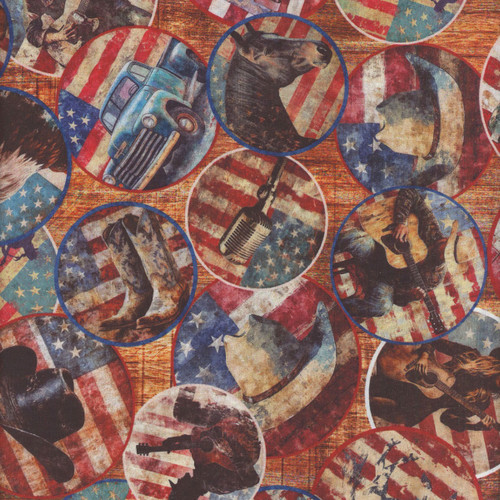 Quilting Treasures Fabrics American Country Dan Morris Tan Red White Blue American Country