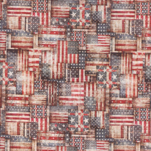 Quilting Treasures Fabrics American Country Dan Morris Cream American Flag Patchwork