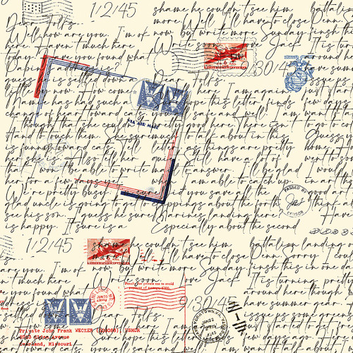 Riley Blake Fabrics Sew America J. Wecker Frisch Sew America Dear Folks WWII Cream