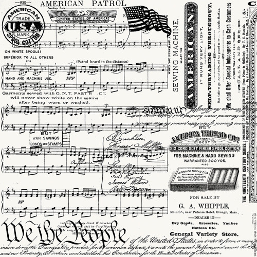 Riley Blake Fabrics Sew America J. Wecker Frisch Sew America Patriotic Text Off White