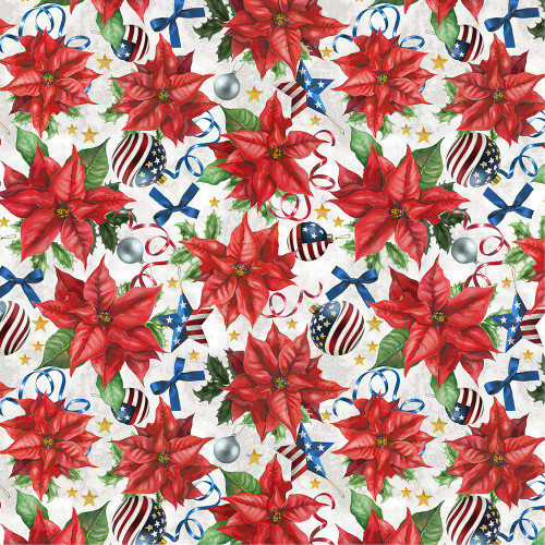 Windham Fabrics All-American Christmas Whistler Studios Patriotic Poinsettia White