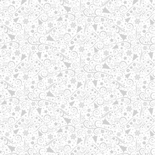 Timeless Treasures Fabrics Hue White on White Trees & Ornaments White