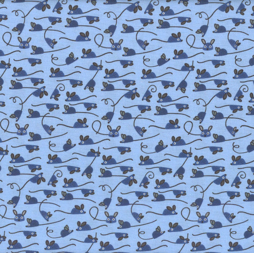 Dear Stella Fabrics Furruit Platter Mice Sky