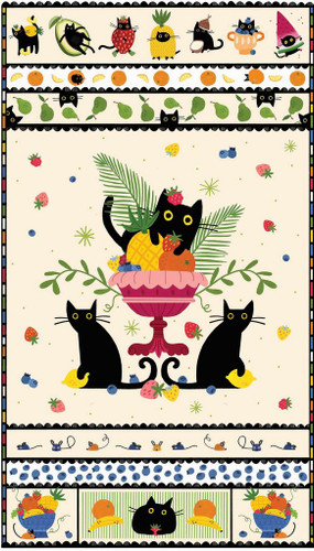 Dear Stella Fabrics Furruit Platter 24 x 44 Inch Cats Furruit Platter Panel Multi