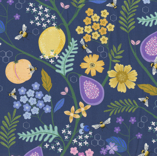 Dear Stella Fabrics To Bee Or Not To Bee Honey-Thing For You Indigo