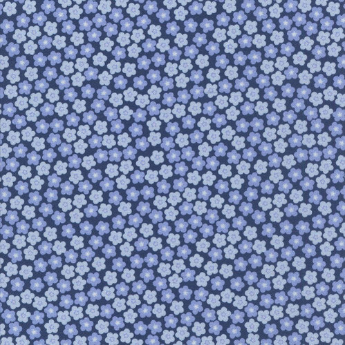 Dear Stella Fabrics To Bee Or Not To Bee Itsy Bitsy Ditsy Indigo, fabric with a blue and indigo small floral pattern.
