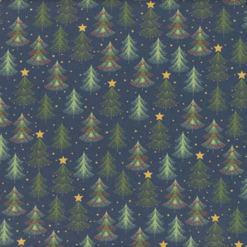 Dear Stella Fabrics Wreck The Halls Treemendous Indigo