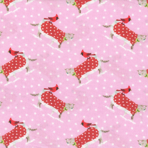 Dear Stella Fabrics Catmas Carols Winter Wonderland Pink