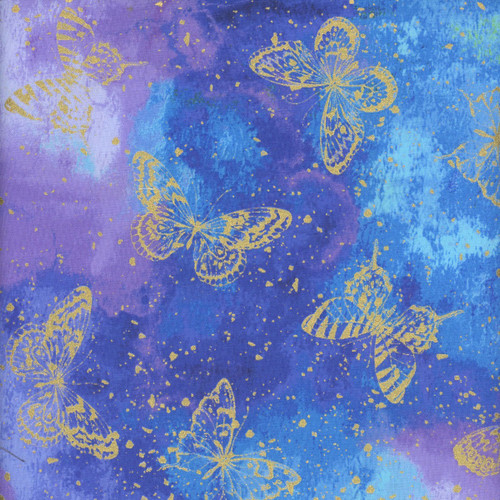 Timeless Treasures Fabrics Evening Glow Metallic Butterflies Multi