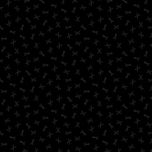 Timeless Treasures Fabrics Hue Black On Black Tossed Scissors Black