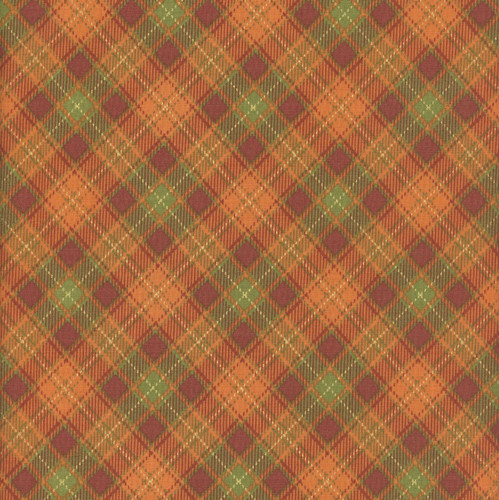 Timeless Treasures Fabrics Give Thanks Bias Tartan Plaid Metallic Harvest