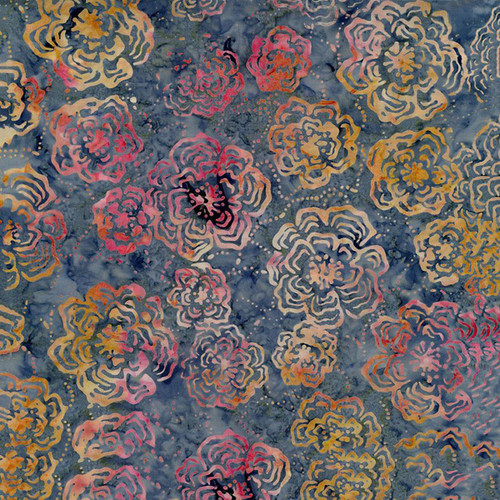Timeless Treasures Fabrics Tonga Batiks Riverside Pearled Flowers Alpine