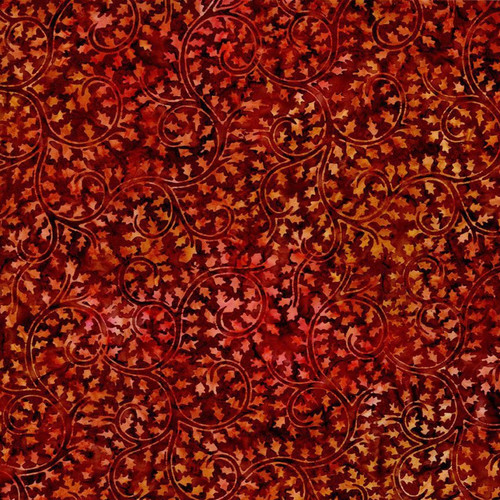 Timeless Treasures Fabrics Tonga Batiks Ember Vines With Autumn Leaves Hearth