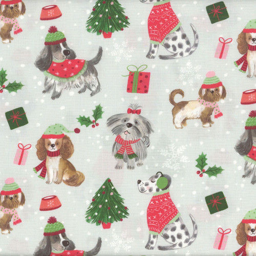 Timeless Treasures Fabrics Christmas Cheer Christmas Dogs Grey