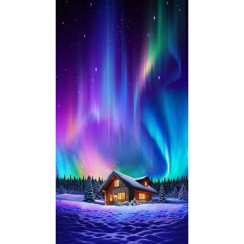 Timeless Treasures Fabrics Aurora Northern Light Cabin 24 x 44 Inch Panel Multi