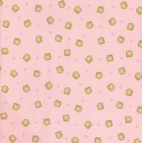 Timeless Treasures Fabrics Ginger Cat Christmas Gingerbread Cat Paws Pink