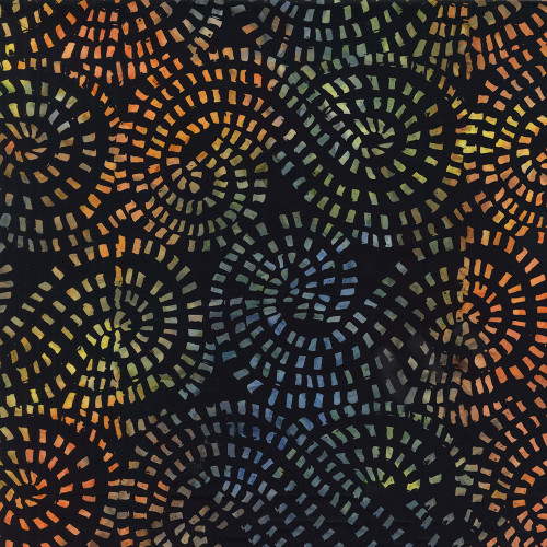 Timeless Treasures Fabrics Tonga Batiks Raven Halloween Mosaic Swirl Night Grey Black