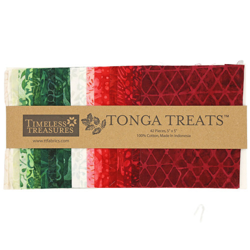 Timeless Treasures Fabrics Tonga Batiks Poinsettia Charm Pack 42 Five Inch Squares Poinsettia
