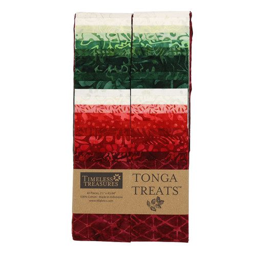 Timeless Treasures Fabrics Tonga Batiks Poinsettia Fabric Strips 2.5 Inches Poinsettia