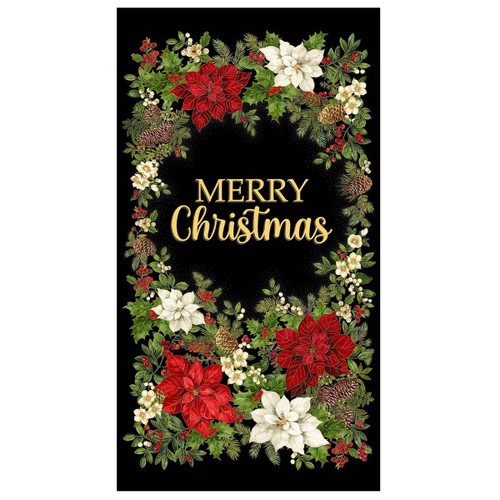 Timeless Treasures Fabrics Merry Christmas Merry Christmas 24 x 44 Inch Panel Black