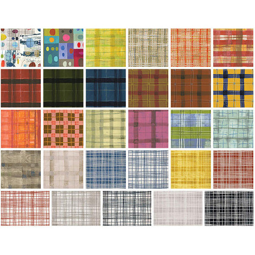 Windham Fabrics The Plaid One by Marcia Derse Fat Quarter Bundle, assorted colorful plaid and checkered fabric patterns arranged in a grid.