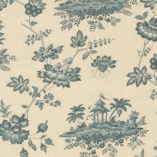 Moda Fabrics Fleur De Paris French General Jardinage Floral Scenic Pearl French Blue