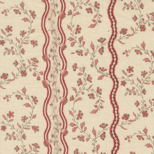 Moda Fabrics Fleur De Paris French General Jonquille Floral Stripe Pearl Garance Red Tan